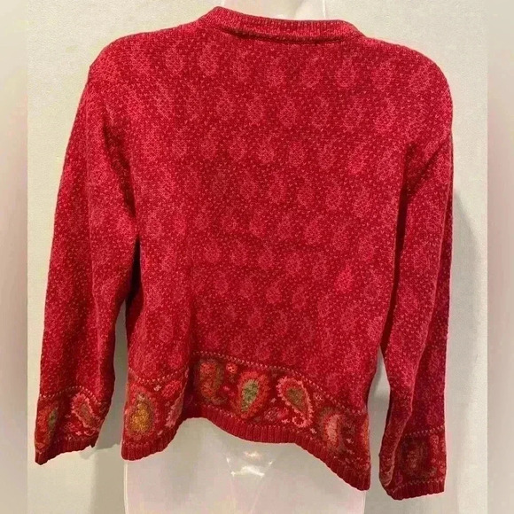 Nomadic Traders Nordic Cardigan Cottagecore Christmas Sweater Paisley Sz Medium - Picture 2 of 9